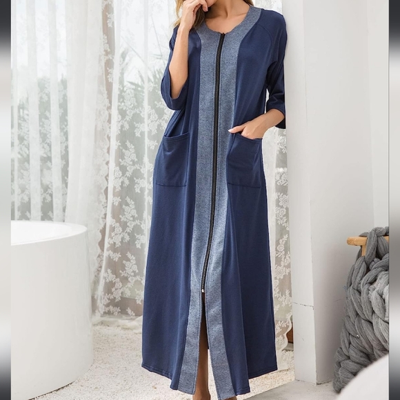 Ekouaer Women's Zipper Robe Nightgown Full-length | XL - Picture 1 of 11